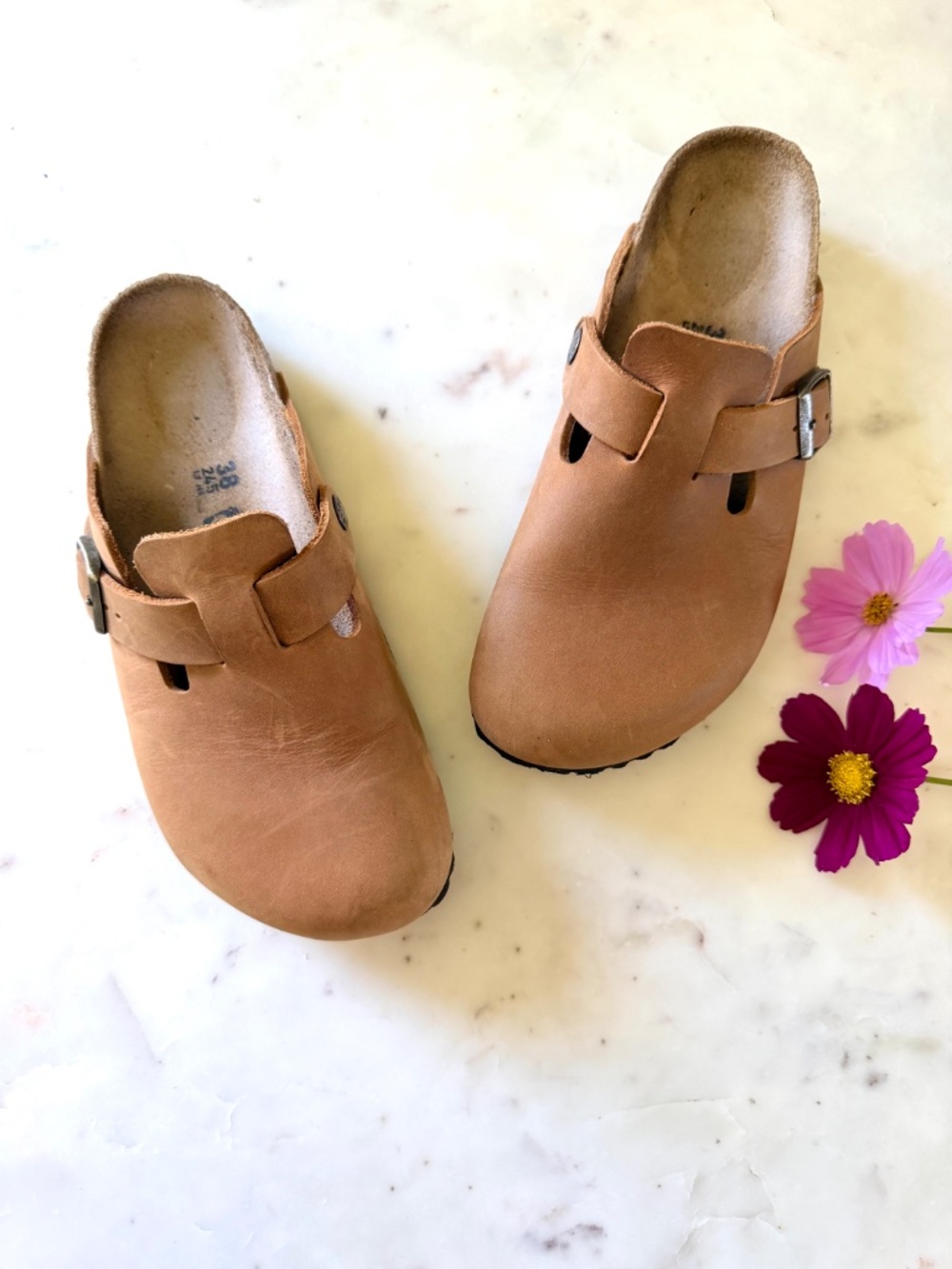 Birkenstock Boston Oiled Leather Clogs in Cognac, Size 38